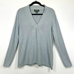 Vintage Eddie Bauer Sweater Women's Sz Large Tall Gray Pullover Knit Holiday '09